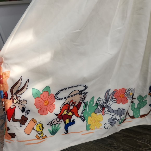 Unique Vintage Looney Tunes Character Border Print Swing Dress XL 14 T1 - Picture 9 of 15